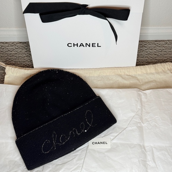 Chanel Black Sequin Cashmere Beanie main image 8
